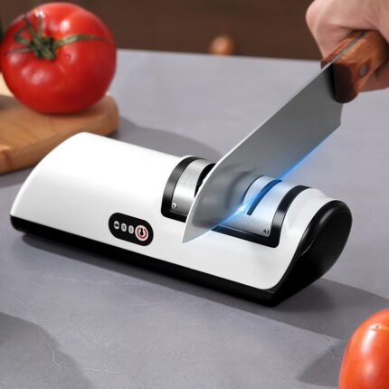 Professional USB Rechargeable Electric Knife Sharpener, 2-Stages Knife Sharpeners 20-Degree Straight Edge, for Kitchen Knives Sharpening and Polishing, Fit for chef knives, slicing knives, santoku knives, paring knives pocket knives, ceramic knives